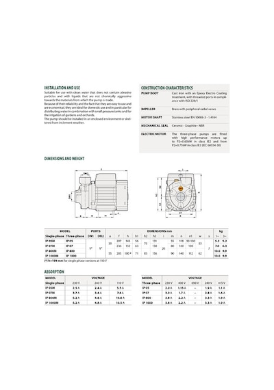 City 0.5 Hp Ip 500 İtalyan Periferik Santrifüj Pompa