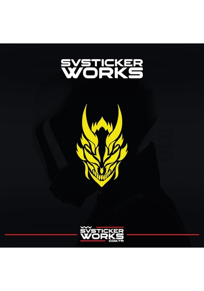 Dragon Ejder Kask Sticker Tüm Kasklar Uyumlu Tek Yön 1 Adet Sarı