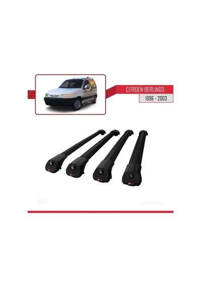 Citroen Berlingo 1996-2003 Arası İle Uyumlu Ace-1 Ara Atkı Tavan Barı Siyah 4 Adet Bar