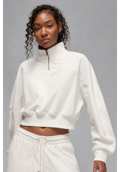 Nike Jordan Fleece Essential Çeyrek Fermuarlı Kadın Dik Yaka Sweatshirt Beyaz