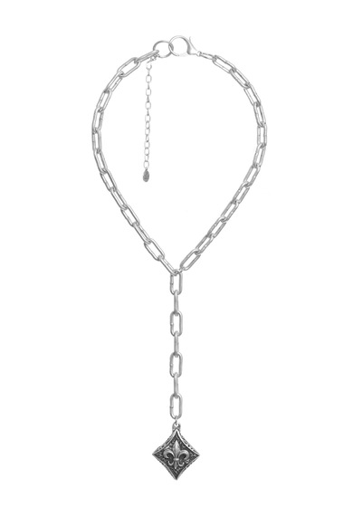 Labalaba Kadın Antik Gümüş Kaplama 2' Li Fleur De Lys Uçlu Kolye& Choker Gümüş