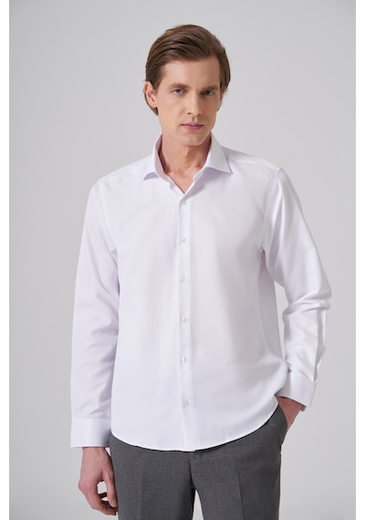 Morven Erkek Beyaz Polyester Trend Slim Fit Tam İtalyan Yaka Gömlek 26mc004044600 Beyaz