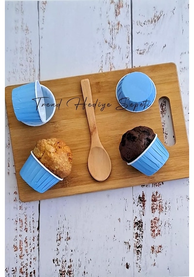 Trend Hediye Sepeti 50'li Soft Pastel Mavi Muffin Cupcake Kalıbı Kek Kapsülü, Muffin Kek Kalıbı, Airfryer Uyumlu