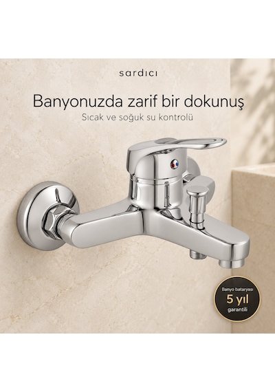Sardıcı Krom Banyo Bataryası Seti Kare El Duşu 150 Cm Spiral Ve Dirsek Takımı Batarya