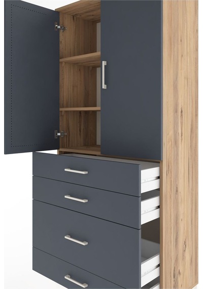 Hyperion Dolap 3 Raflı 4 Çekmeceli 2 Kapaklı 88x44x195 Çam-an... Çam