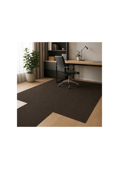 Karo Halı Modüler Yer Halısı Ev Ofis Oda Salon Koridor Antre Zemin Kaplama 50x50 Cm Kahverengi