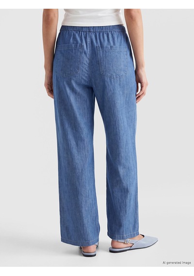 Lcwaıkıkı Classic İndigo Beli Lastikli Wideleg Kadın Jean Pantolon