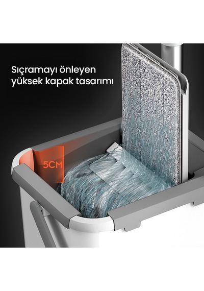 Vusıgn Düz Mop Paspas Seti Kovası Ve Mikrofiber Moplu Temizlik Seti 123 Cm