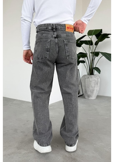 Dokulu Gri Soft Degrade Basic Regular Pantolon Dokulu Gri