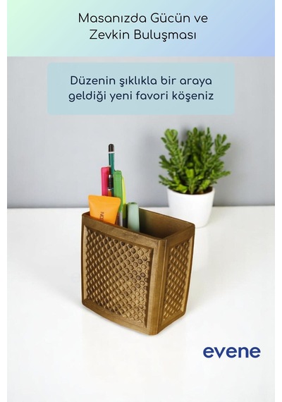 Kalemlik Masa Kalemliği Organizer Kalemlik Altın Eskitme Renk Model 92 Çok Renkli