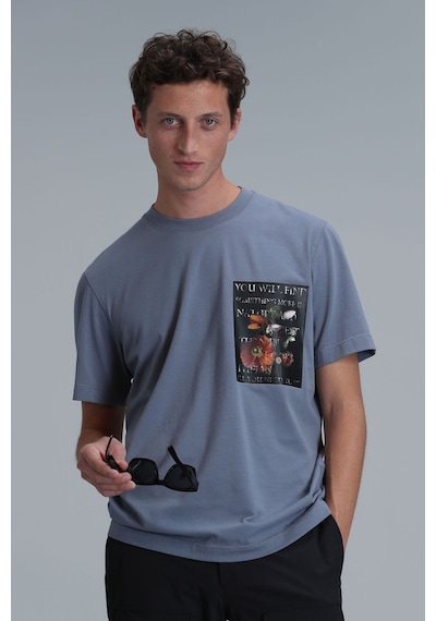 Lufian Erkek Exotıc Modern Grafik T-shirt 111020202 Koyu Gri Antrasit