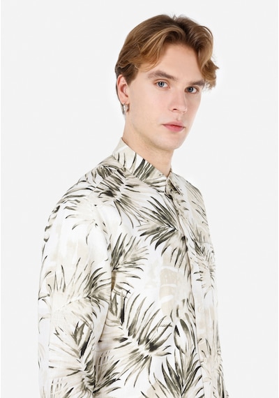 Colin's Colins Regular Fit Shirt Neck Baskılı Erkek Bej Uzun Kol Gömlek Cl1067582 Q1.v1 Beı Bej