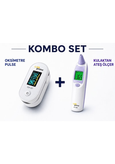 Oksimetre Pulse Ox-97 + Kulaktan Ateş Ölçer Dt-886 Kombo Set Spo₂, Nabız Ve Ateş Ölçüm Cihazı