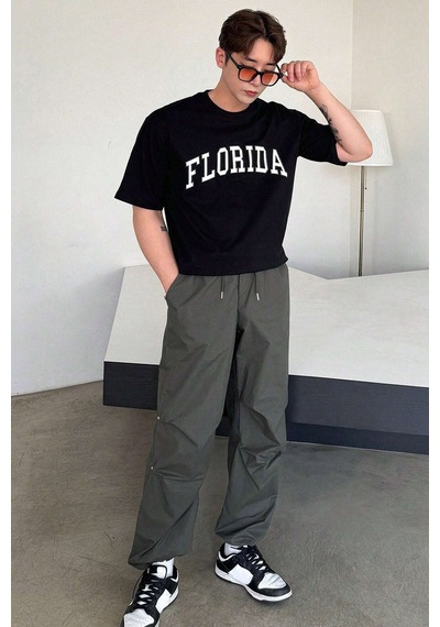 Unisex Florida Baskılı Tasarım Tshirt Lacivert