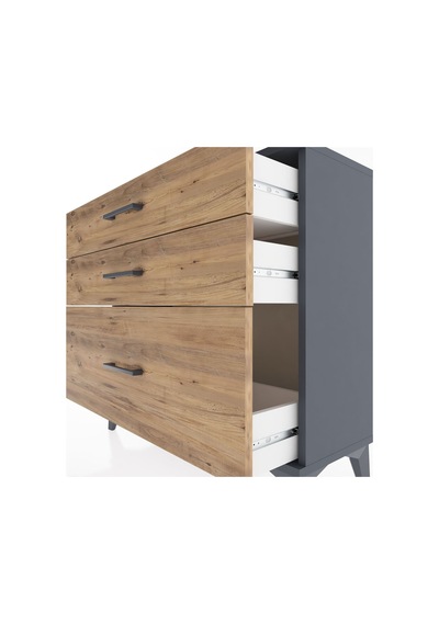 Arges Şifonyer 3 Çekmeceli 88x30x80 Antrasit-çam Antrasit