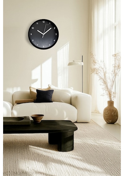 Gece Gökyüzü Temalı Modern Duvar Saati - 25cm - Önü Camlı Siyah Kasa - Sessiz Mekanizma-jh0343 Siyah