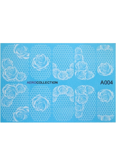 Dantelli Beyaz Gül Tırnak Dövme Nail Art Tırnak Stıcker A004