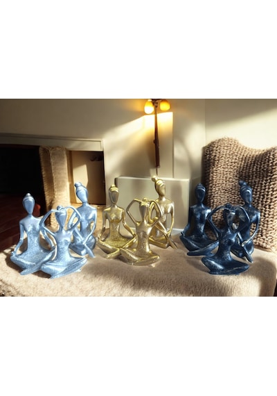 09cm-18cm Lik Kırılmaz Polyester,3 Lü Yoga Yapan Kızlar Biblo