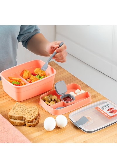 Porsima 3193 Vakumlu Sosluklu Bölmeli 2 Katlı Lunch Box Saklama K