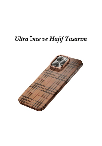 Fuchsia İphone 15 Pro Max İle Uyumlu Scots Manyetik Şarj Destekli Çöl Titanyum Kılıf