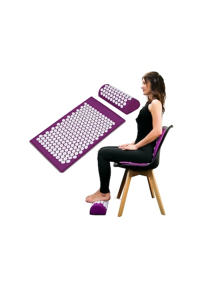 Akupressür Akupunktur Mat Ve Yastık Seti Refleksoloji Yoga Mor Renk Çivimat