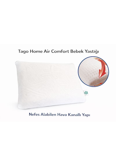 Tago Home Air Comfort Ortopedik Visco Bebek Yastığı 42x26x8 Cm Beyaz