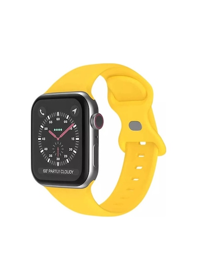 Wozlo Apple Uyumlu  Watch 1, 2, 3, 4, 5, 6, 7, 8, Se Silikon Kordon Kayış - M-l Beden 42/44/45mm - Sarı