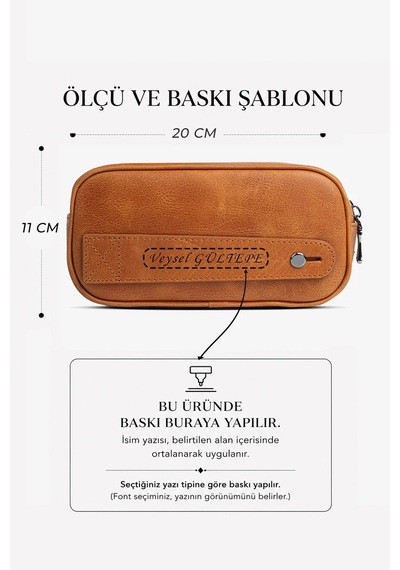 Getto Deri Pars Minimal Hakiki Deri El Çantası Kişi Özel İsim Baskı El Çantası Taba