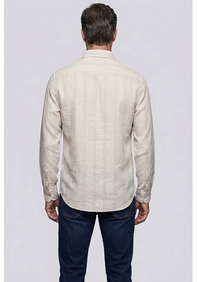 Bisse Lacivert Regular Fit Keten Uzun Gömlek Gmktn261081 C39