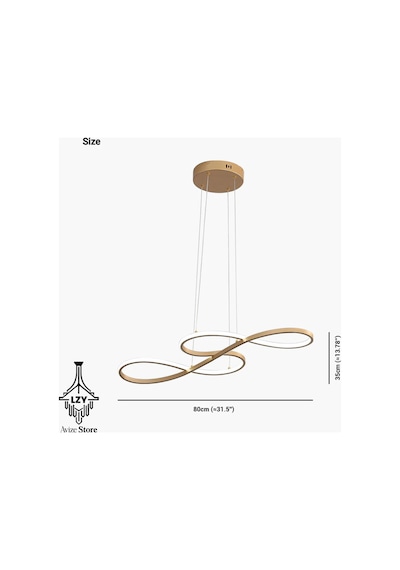 Modern Sanatsal Kıvrımlı Led Sarkıt Avize - 80cm Yatay Tasarım & Kumandalı 3 Renkli Siyah