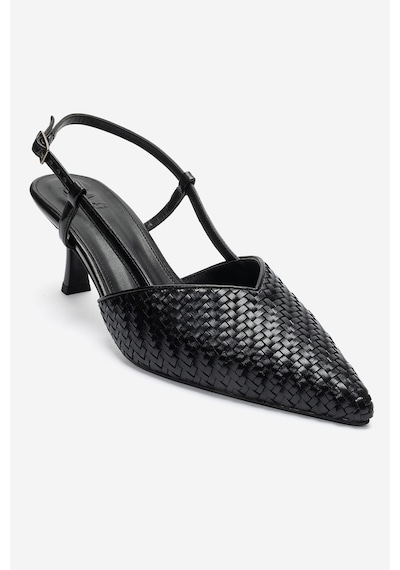 Luvi Shoes Mavero Siyah Örgü Kadın Topuklu Ayakkabı
