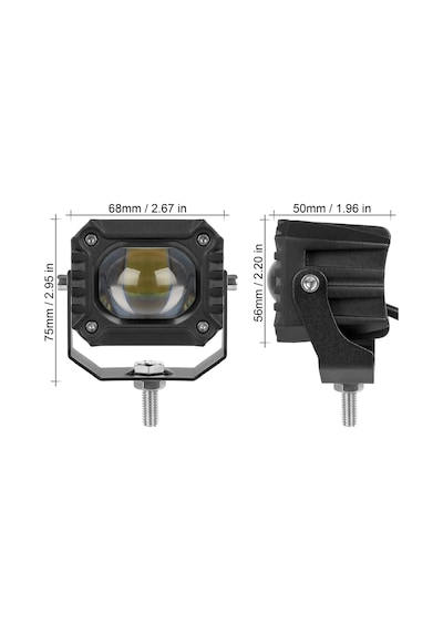 3'' Beyaz Sarı Led Spot Off Road, Motosiklet Sis Farı Çalışma Lambası 12-24v 20w