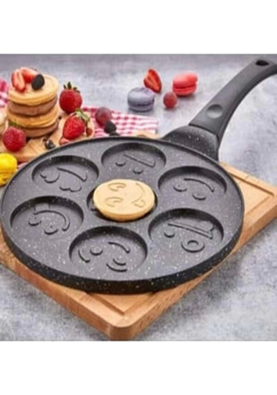 Pankek Tavası 28 Cm 7 Emoji Gözlü Döküm Pankek Tavası Siyah