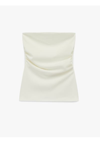 Koton Slim Fit Drape Detaylı Straplez Top Beyaz 6sak10192ek