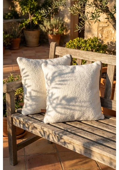 Teddy Puffy Kırlent Kılıfı 2'li 43x43 Beyaz Çok Renkli