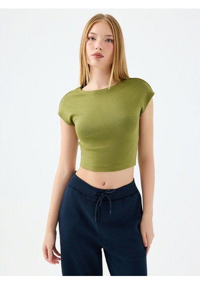 Crop Kadın Tshirt K.kol Haki