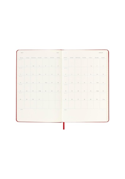Günlük Planlayıcı, 12 Aylık Günlük Planlayıcı 2025, Sabit Kapak Ve Elastik Kilit, Renk Kızıl Kırmızı, Büyük Format 13 X 21 Cm Çok Renkli