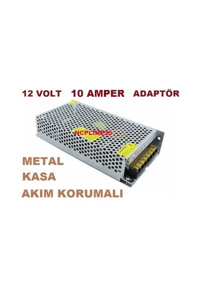 12 Volt 10 Amper Metal Kasa Akım Korumalı Adaptör 10Ah 12V Çeviri