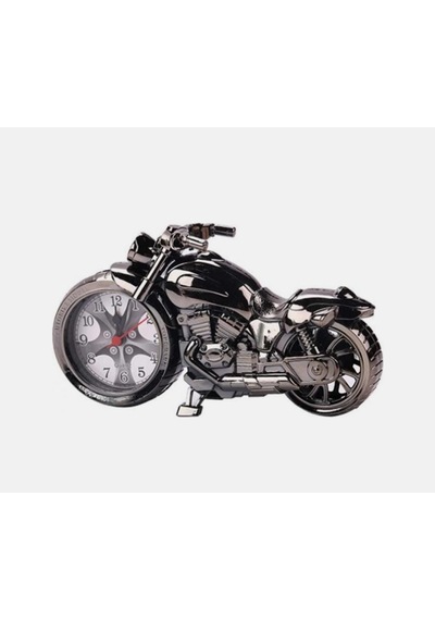 Retro Motorsiklet Çalar Saat Retro Klasik Model Motor Saat Masa Saati Plastik Analog Gri