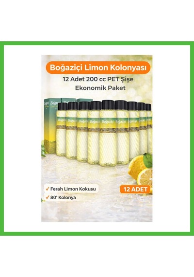 Vaveni Boğaziçi Limon Kolonyası 200 Cc Pet Şişe 12 Adet 80 Limon Kokulu Kolonya Ekonomik Çoklu Paket Arz