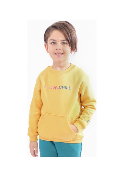 Toontoy Unisex Çocuk Baskılı Sweatshirt Hardal