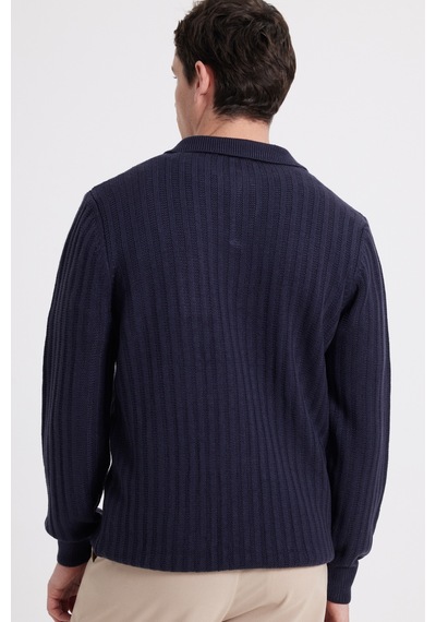 Tudors Erkek Standart Fit Normal Kesim Polo Yaka Lacivert Kazak-46285