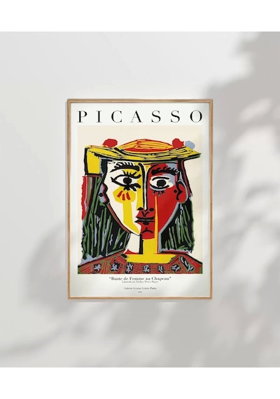 Çerçevesiz Poster Pablo Picasso Şapkalı Kadın Büstü