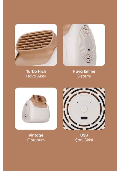 Fressi Jaf28 Taşınabilir Masaüstü Bej Usb Fan