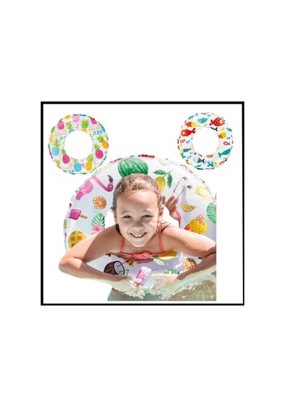 Uyguna-yakala 51 Cm- Desenli Çocuk Yüzme Simidi-itl.040 Çok Renkli