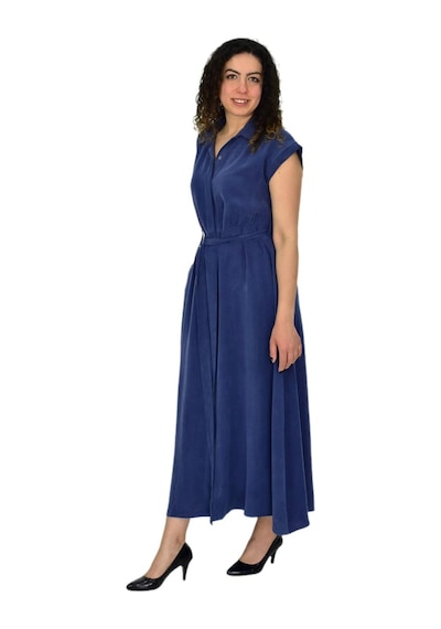 Baglan Kadın Beli Kemerli Elbise Bgl-st04639 İndigo Baglan Kadın Beli Kemerli Elbise Bgl-st04639 İndigo