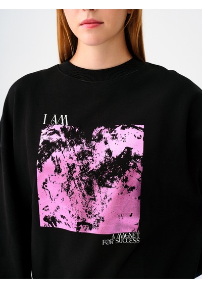 Oversize Fit Kadın Sweatshirt Siyah
