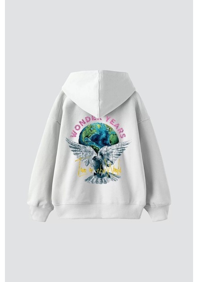 Tarzsokak Wonder Years Baskılı Oversize Unisex Beyaz