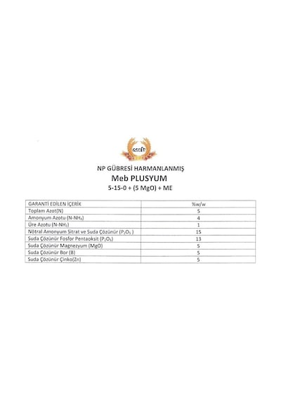 Mebor Plusyum 5 Kg - 5-5-0+ 5mgo +5b+5zn Npk Gübresi 5 KG