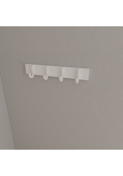 Hepsi3boyutlu Modern Duvar & Kapı Baston Askılık - 4 Adet Beyaz J Askılık - Model No : 6 Beyaz
